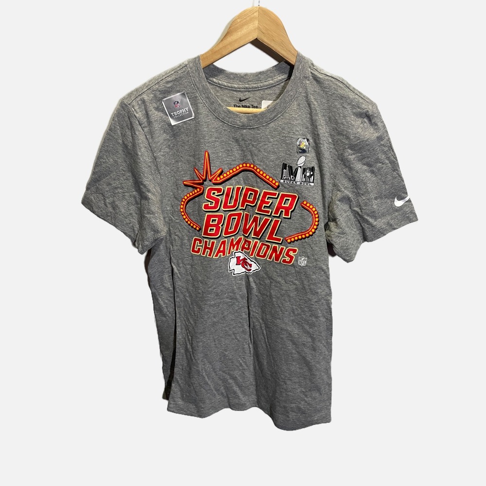 Nike Mens Kansas City Chiefs Super Bowl Champions Graphic T-Shirt Gray Medium